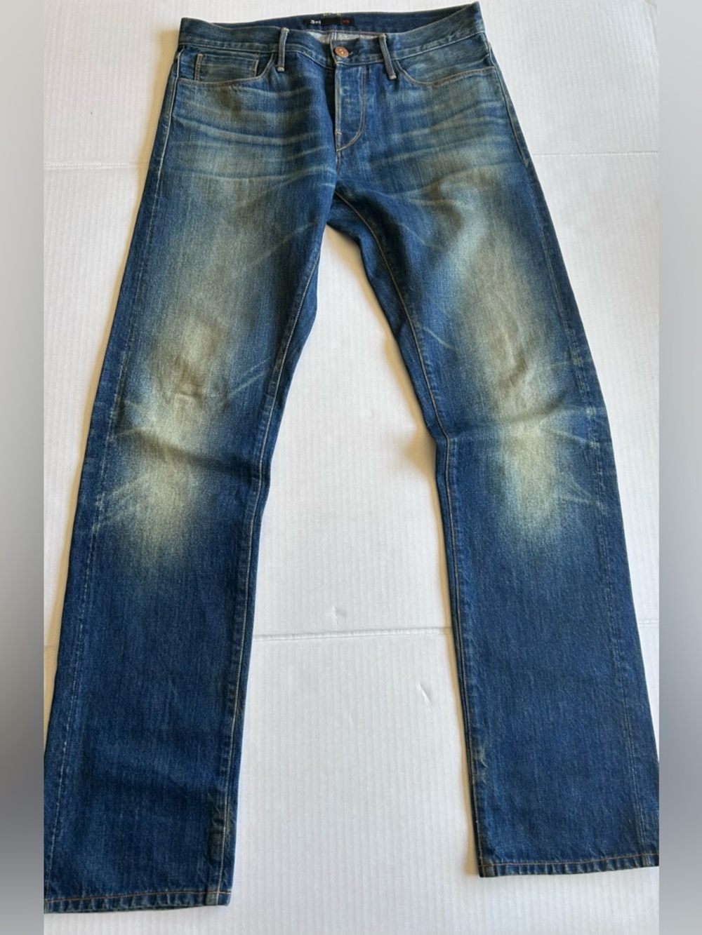 3x1 1/12 Men’s Straight Leg Button Fly Jeans Size 31 34” Made In USA Cotton